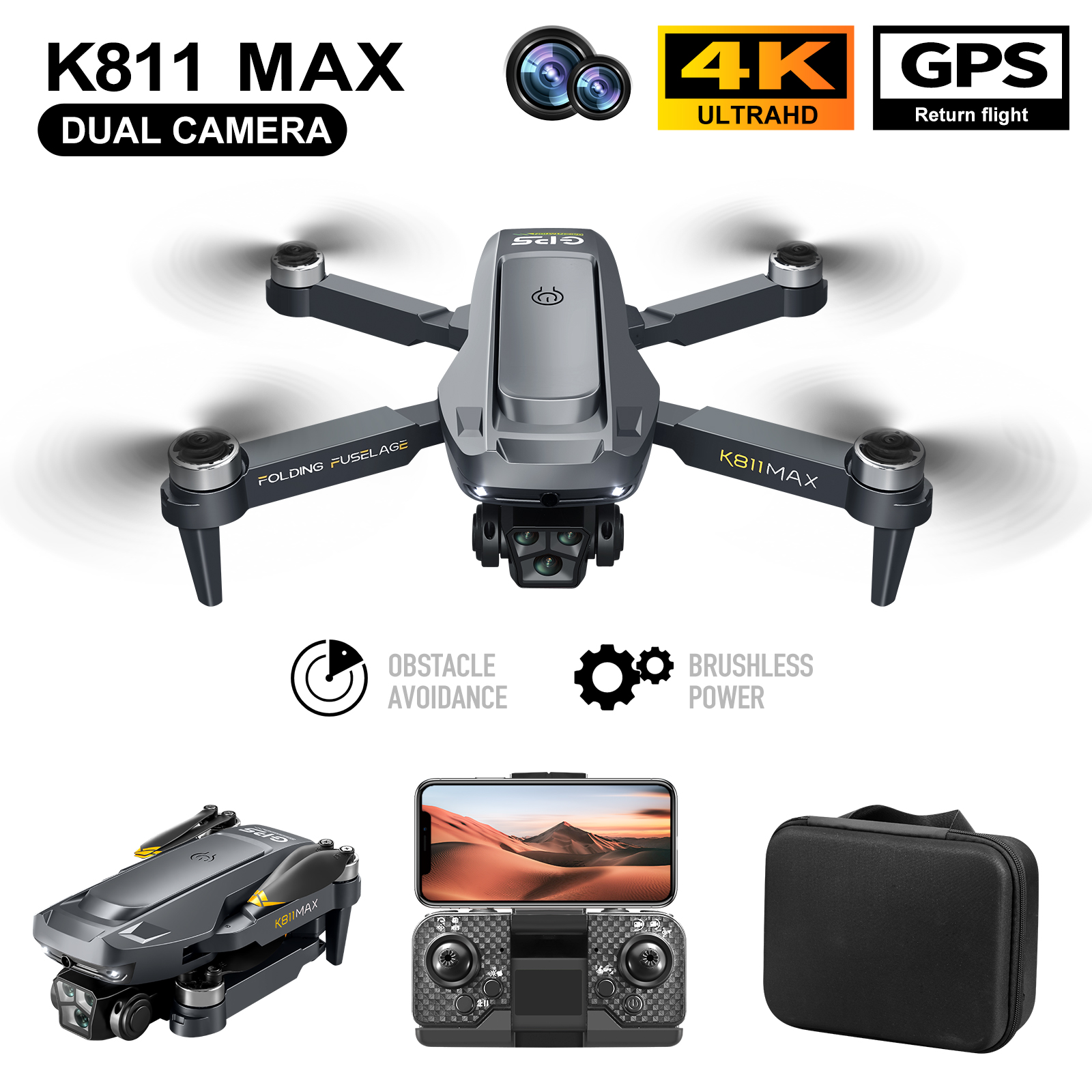 Drone Lidar - K811MAX Quadcopter Drone: Brushless, GPS, Auto